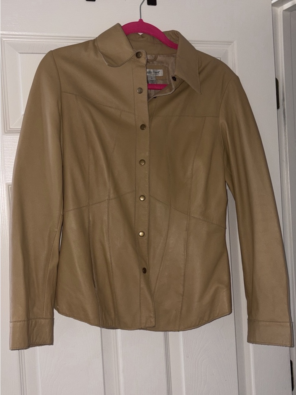 Coldwater Creek Light Brown Leather Snap-Front Jacket